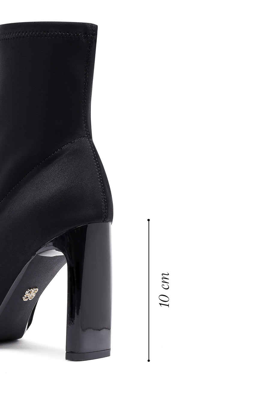 Woman Black Zip Closure High Thick Heeled Fabric Boots