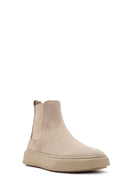 Men's Beige Nubuck Leather Chelsea Boots | Derimod