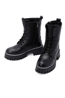 Women's Black Thick Soled Leather Boots | Derimod