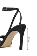 Women's Black Ankle Buckle High Thin Heel Fabric Sandals | Derimod