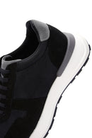 Men's Black Nubuck Leather Thick Soled Sneaker | Derimod