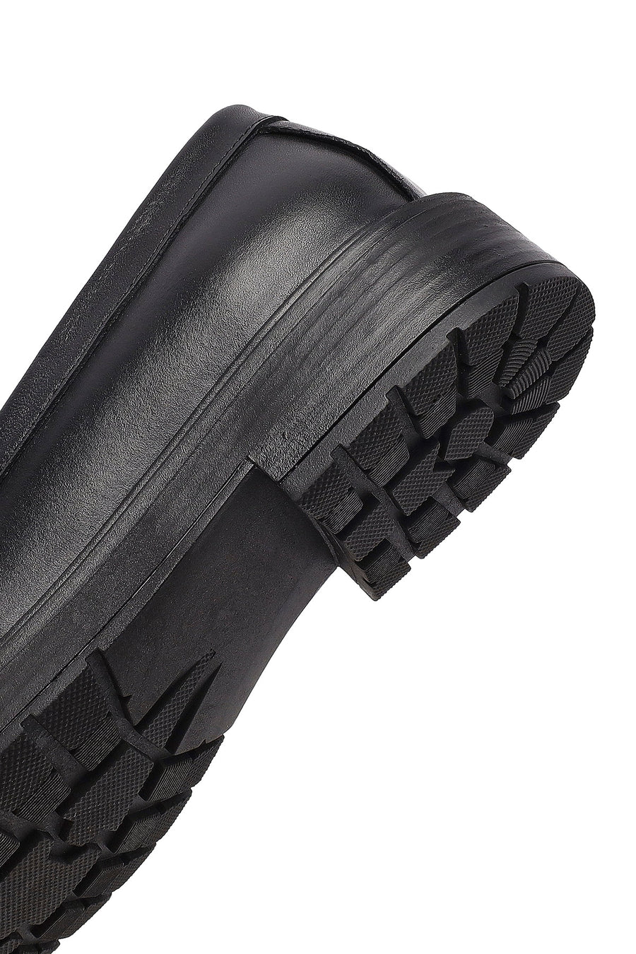 Woman Black Thick-Soled Leather Masculine Loafer