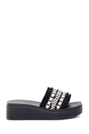 Women's Black Thick Soled Slippers | Derimod