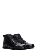 Men's Black Leather Zippered Boots | Derimod