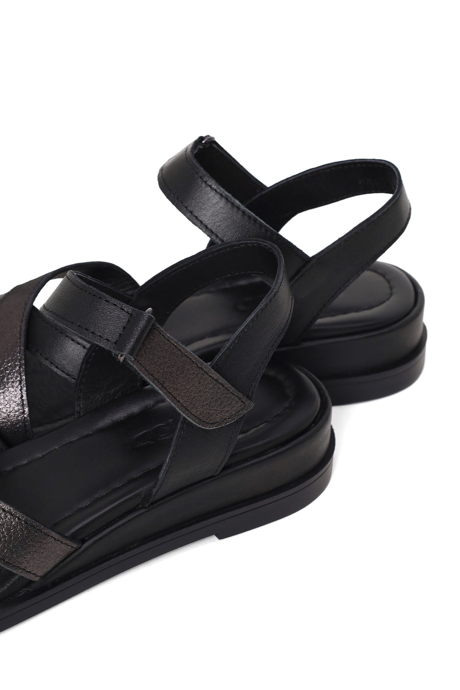 Women’s Black Ankle-Strap Leather Sandals