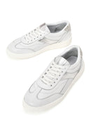 Woman White Lace-Up Chunky Sole Rhinestone Leather Sneaker | Derimod
