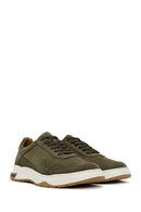 Men's Khaki Lace-Up Nubuck Leather Sneaker | Derimod