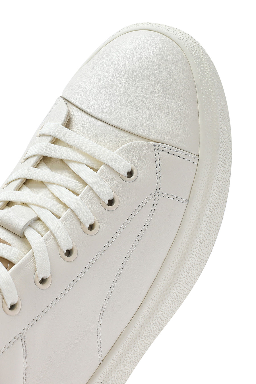Male White Lace-Up Leather Sneaker