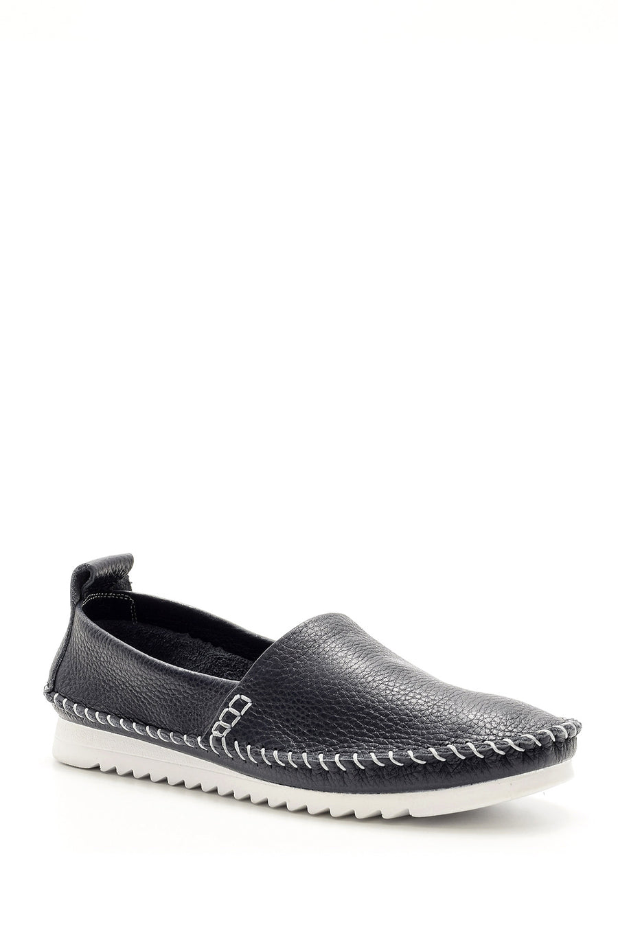 Kadın Dikiş Detaylı Deri Loafer