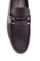 Erkek Kahverengi Deri Baskılı Casual Loafer | Derimod