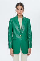 Dalida Women's Green Leather Jacket | Derimod