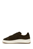 Male Khaki Lace-Up Thick-Soled Suede Leather Sneaker | Derimod
