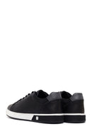 Erkek Siyah Bağcıklı Deri Sneaker | Derimod