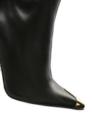 Women's Black Zippered High Thin Heeled Leather Boots | Derimod