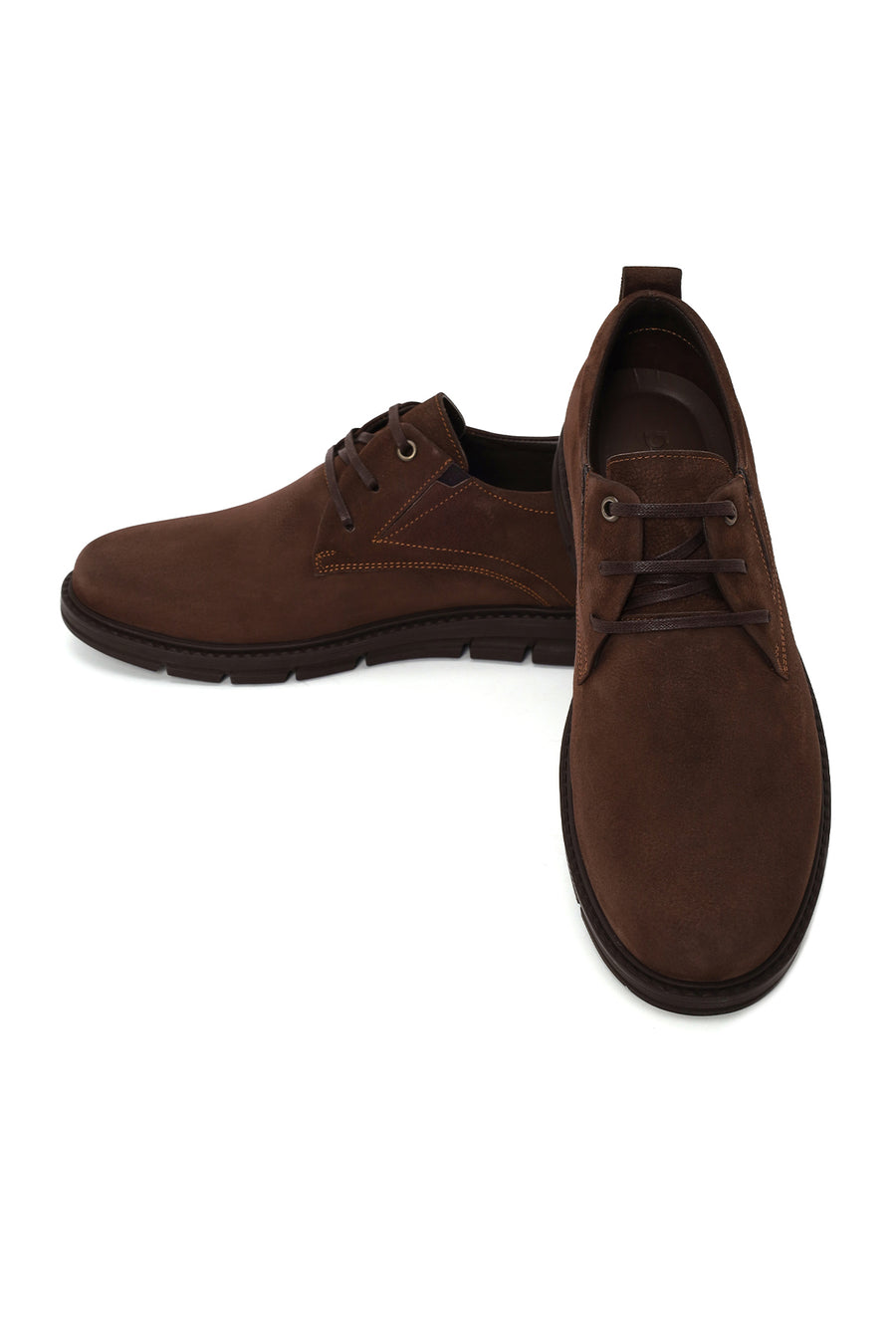 Male Brown Lace-up Nubuck Leather Casual Shoes