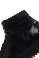 Men's Black Thick Soled Leather Sports Boots | Derimod