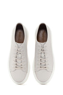 Men's White Lace-up Thick-Sole Leather Sneaker | Derimod