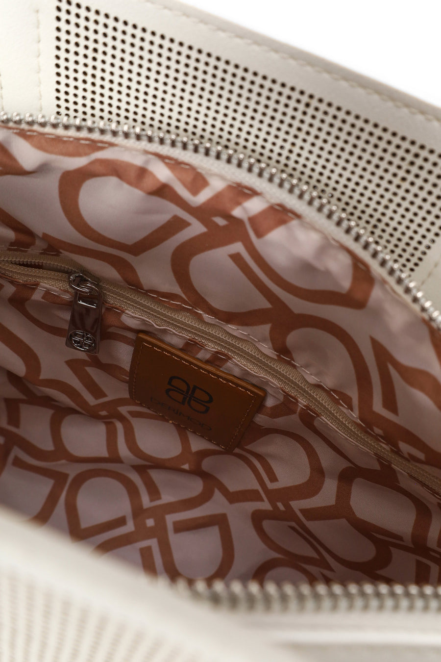 Woman Cream Long-Strap Printed Shoulder Bag
