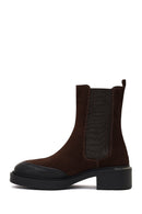 Women's Brown Thick-Soled Suede Leather Chelsea Boot | Derimod