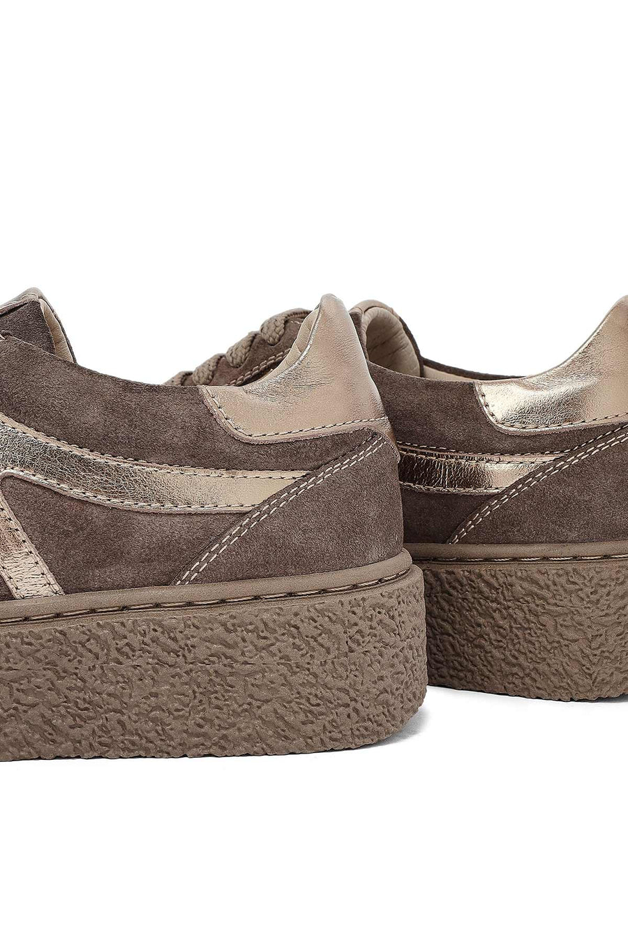 Woman Mink Lace-Up Suede Leather Sneaker