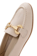 Women's Beige Leather Masculine Loafer | Derimod