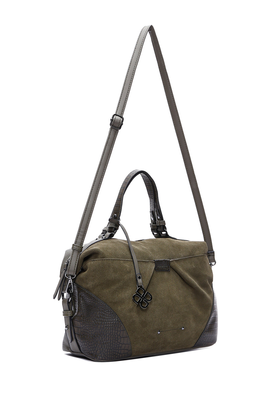 Women's Khaki Suede Shoulder Bag