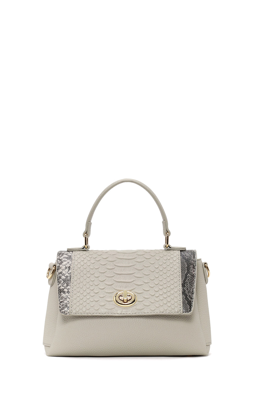 Woman Gray Long-Strap Patterned Shoulder Bag
