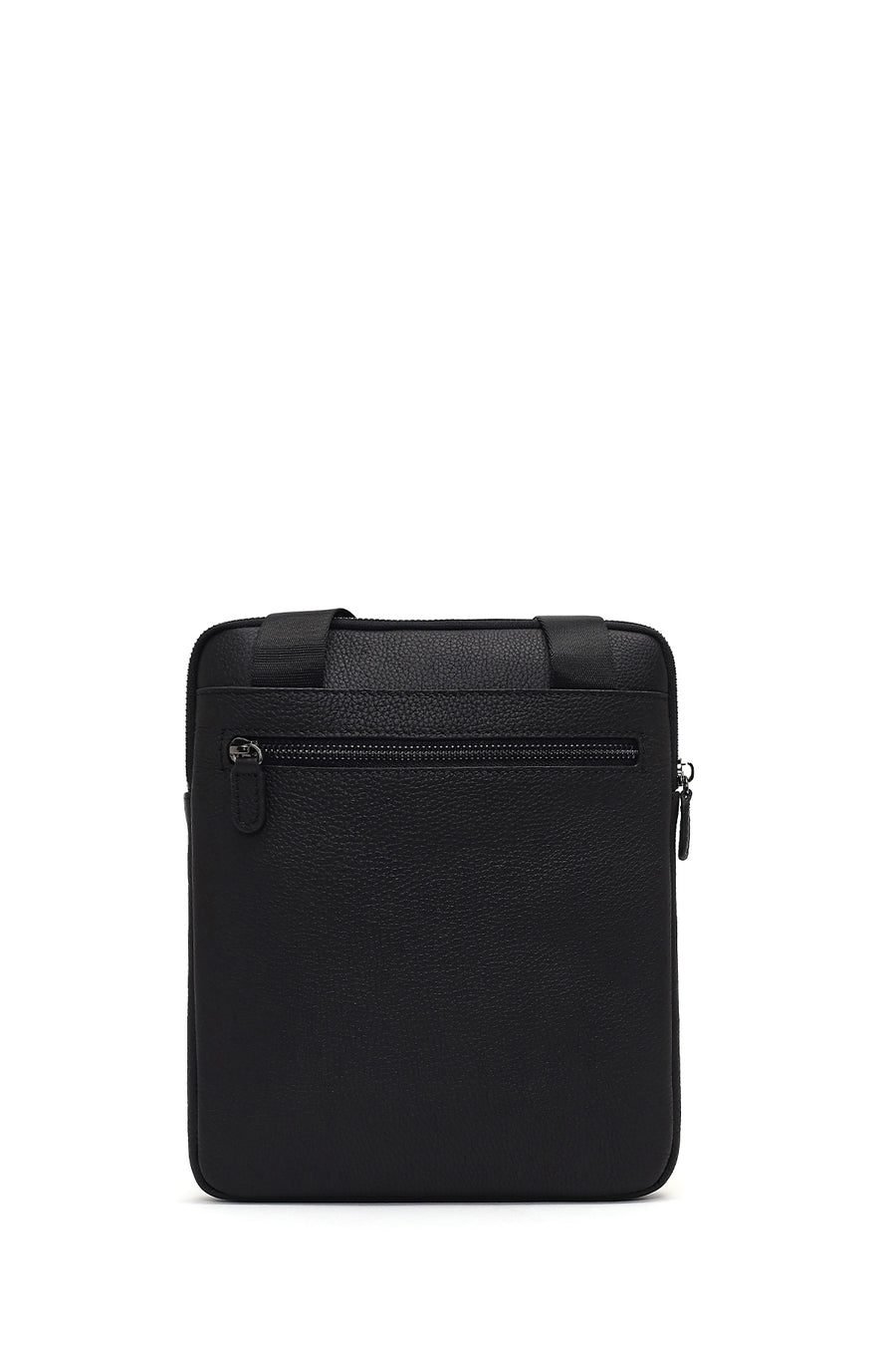 Men's Black Long Strap Leather Shoulder Bag