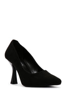 Women's Black Suede Heeled Stiletto | Derimod