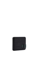 Men's Black Green Leather Card Holder | Derimod