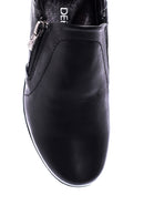 Women's Black Leather Wedge Heeled Comfort Shoes | Derimod
