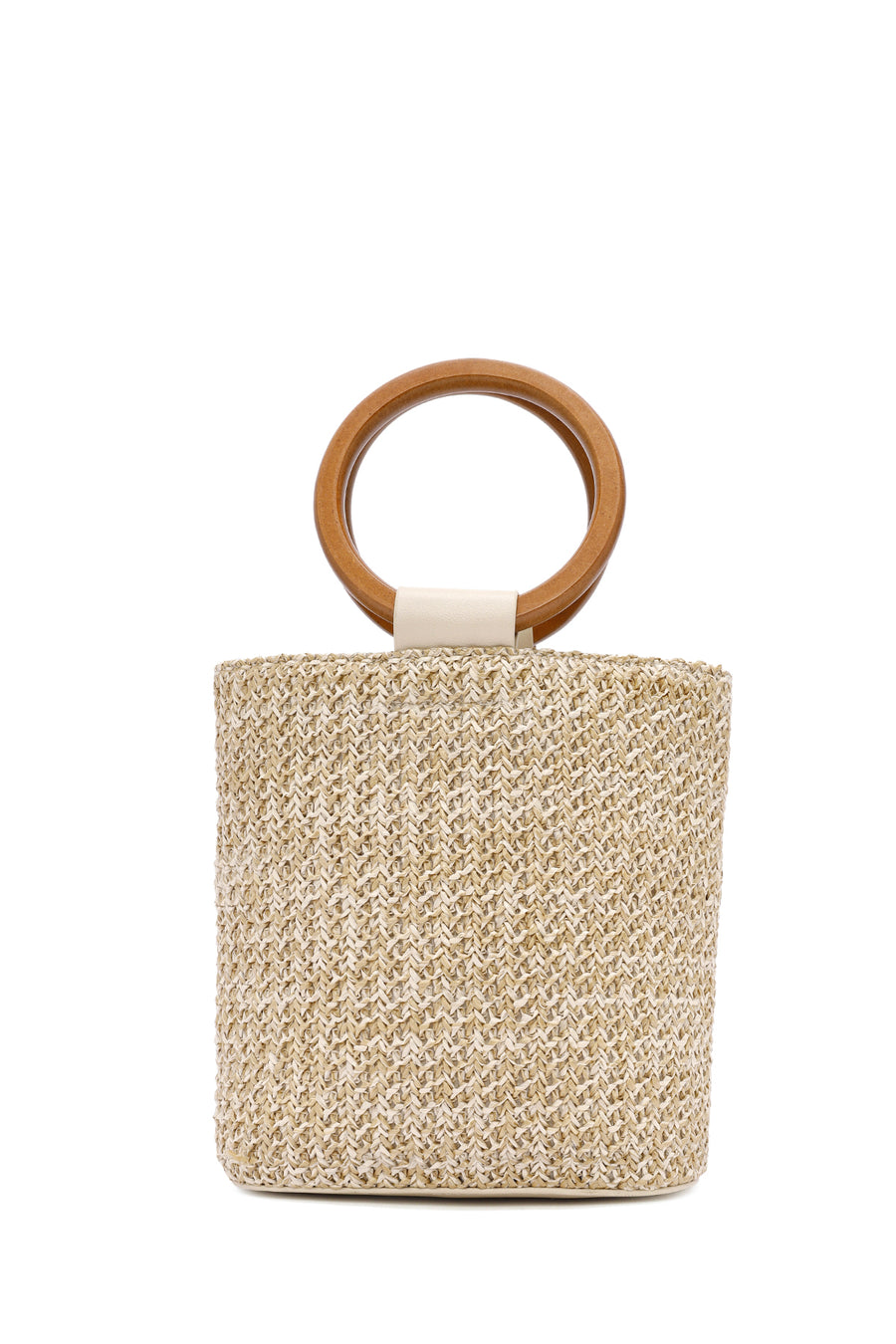Women's Cream Long Strap Straw Handle Bag