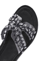 Women's Black Stone Slippers | Derimod