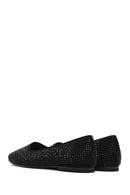 Women's Black Stone Leather Ballerinas | Derimod