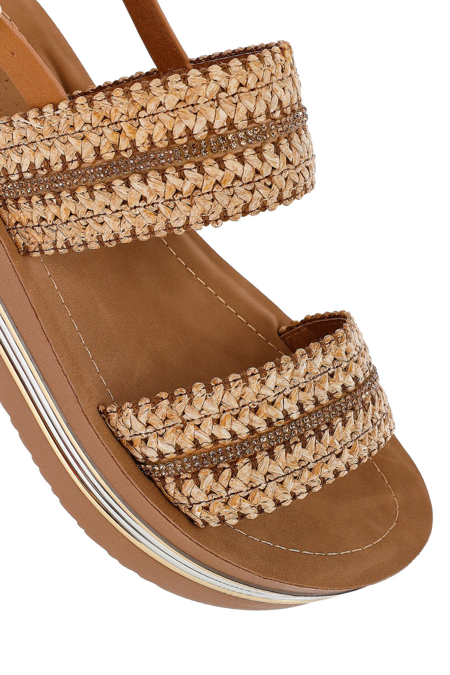 Women's Brown Thick Soled Braided Sandals