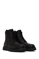 Male Black Lace-up Leather Casual Boots | Derimod