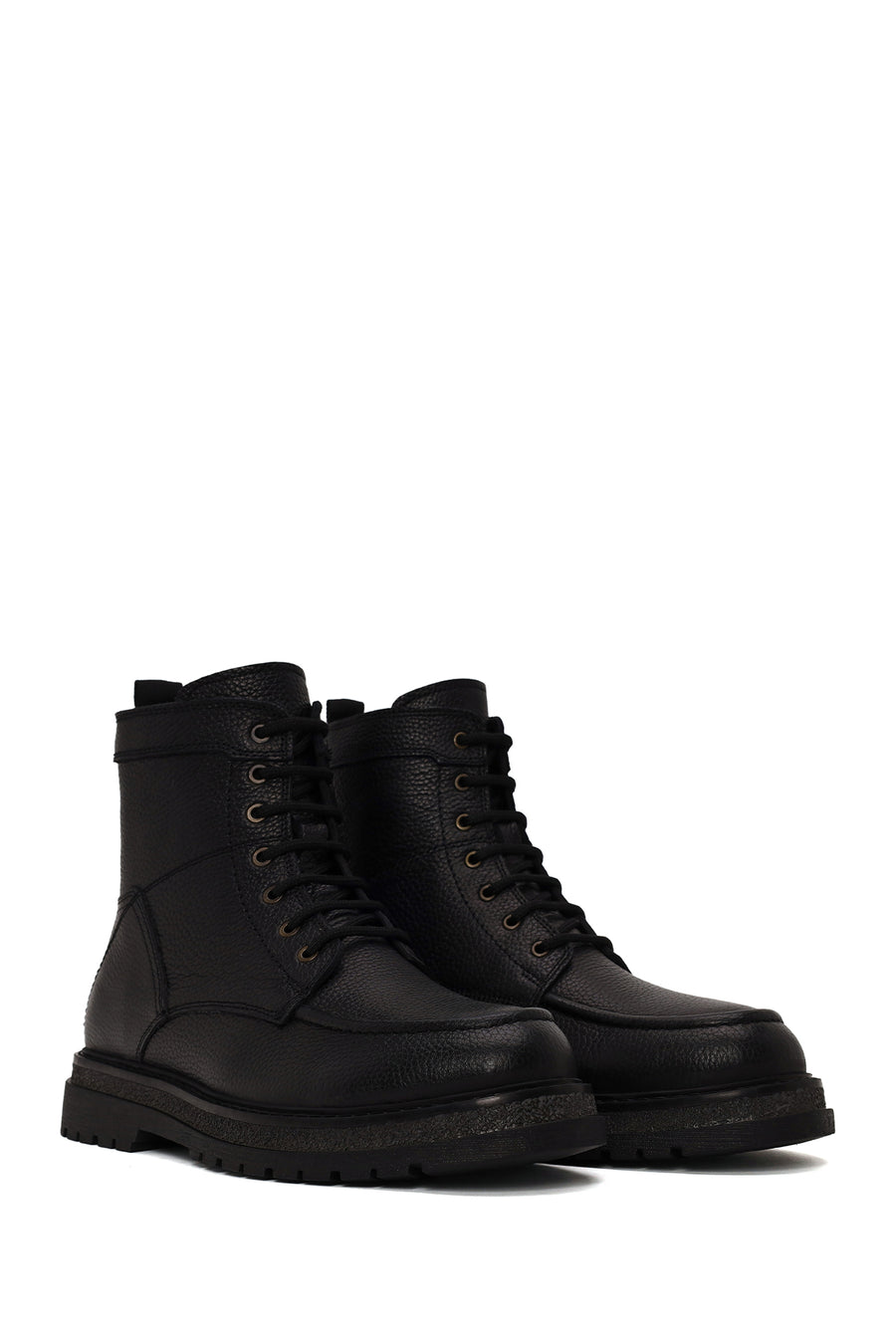 Male Black Lace-up Leather Casual Boots