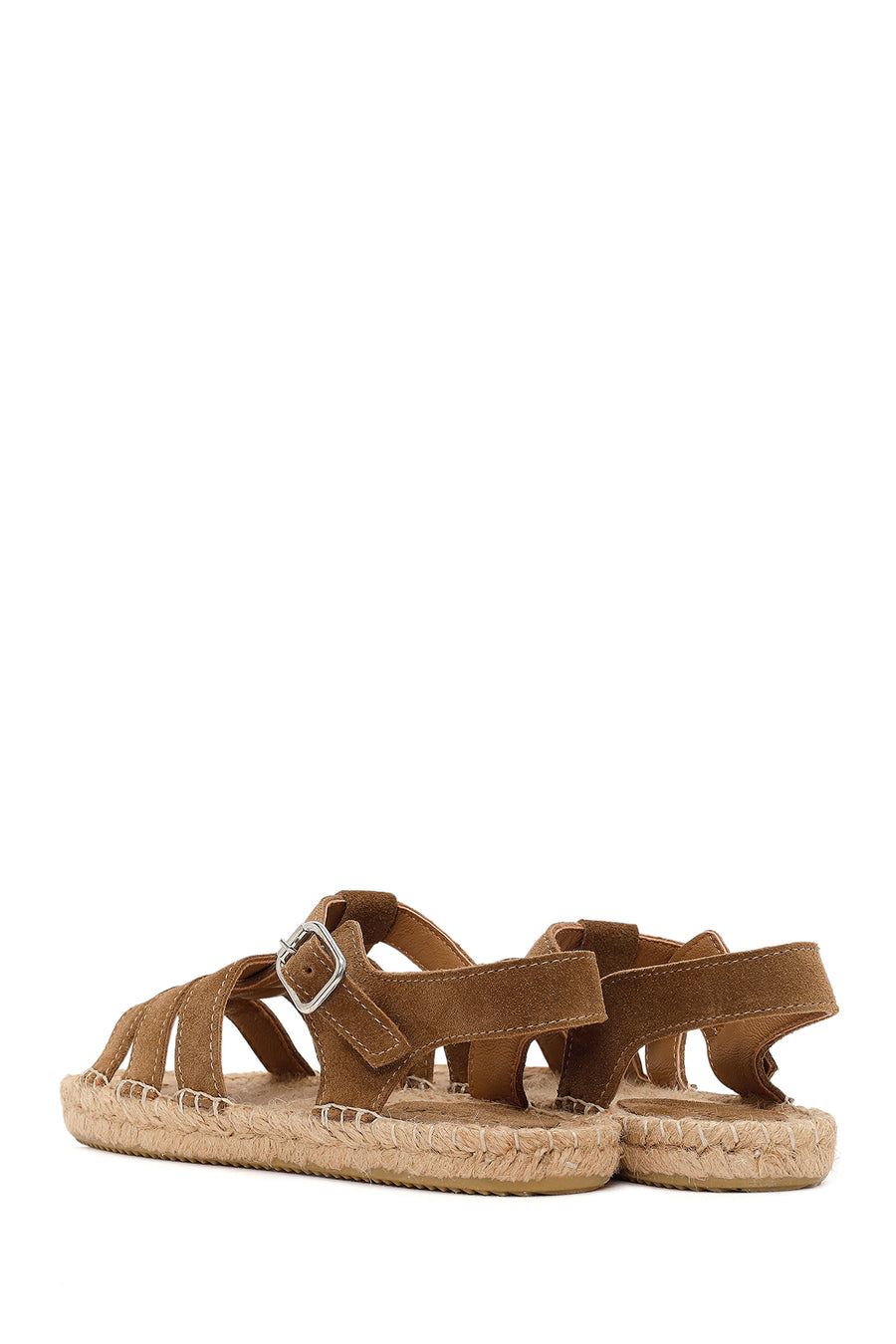 Women's Mink Suede Leather Espadrille Sandals with Ankle Buckle
