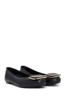 Women's Black Leather Ballerinas | Derimod