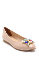 Women's Patent Leather Stone Ballerinas | Derimod