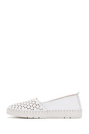 Women's White Leather Comfort Loafer | Derimod