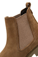 Women's Beige Leather Chelsea Flat Boots | Derimod