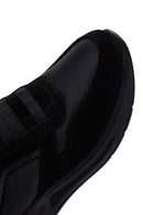 Women's Black Thick Soled Leather Sports Shoes | Derimod