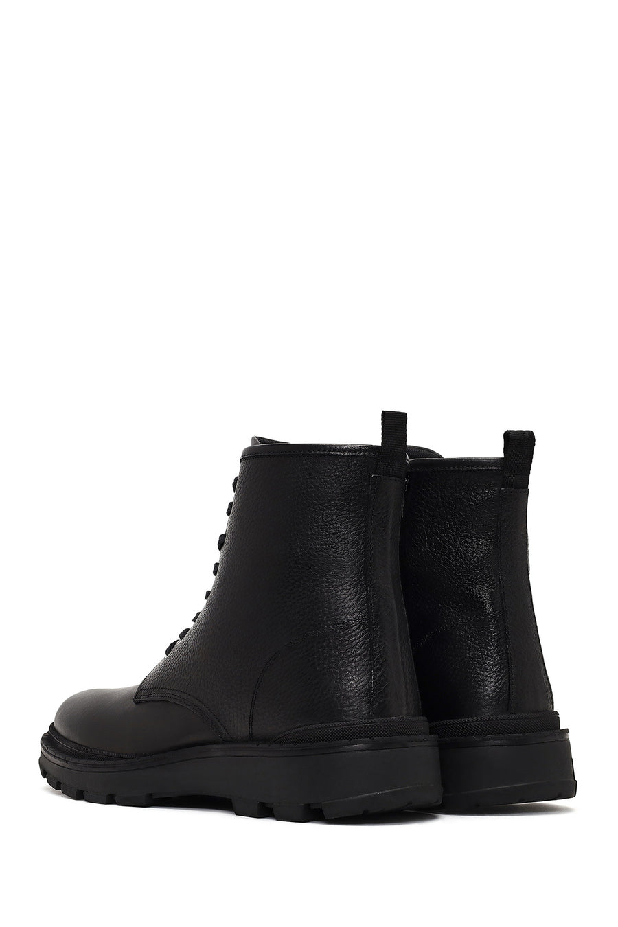 Male Black Lace-Up Zip Closure Leather Casual Boots