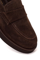 Kadın Koyu Vizon Süet Deri Maskülen Loafer | Derimod