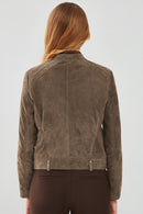 Emily Women's Mink Short Suede Leather Jacket | Derimod