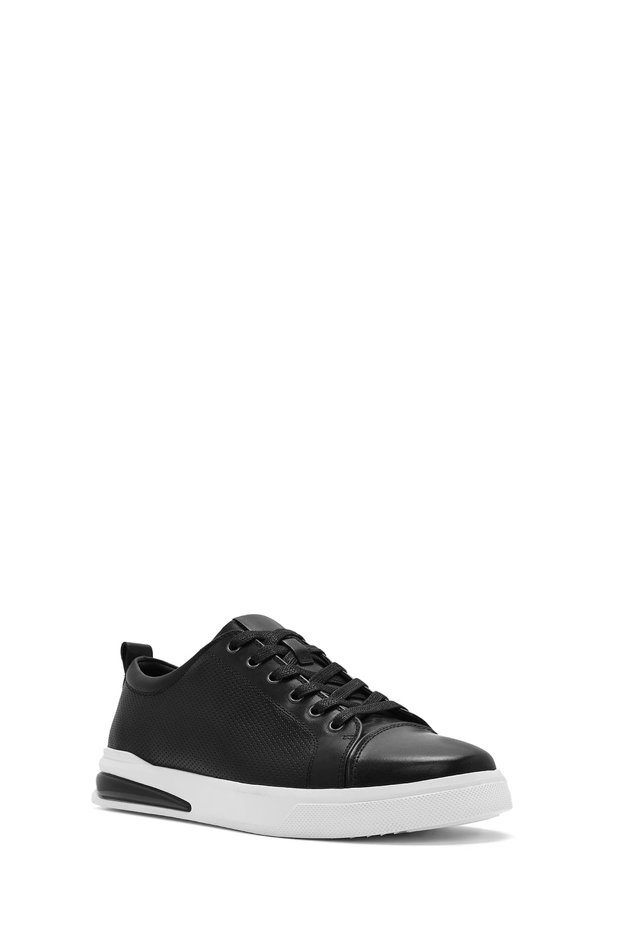 Erkek Siyah Bağcıklı Deri Sneaker