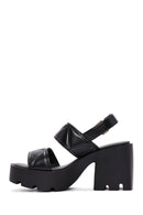 Women's Black Ankle Strap Thick Heeled Sandals | Derimod