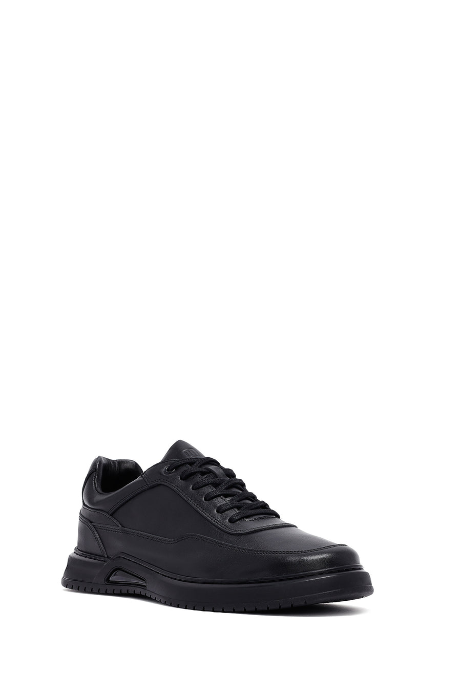 Erkek Siyah Bağcıklı Deri Casual Sneaker