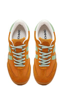 Women's Orange Lace-up Leather Sneaker | Derimod